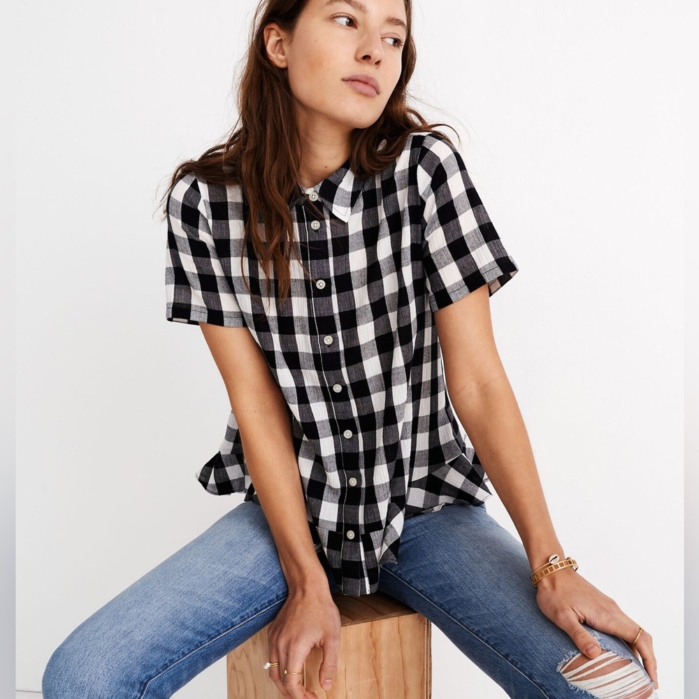 Gingham Peplum Buttondown